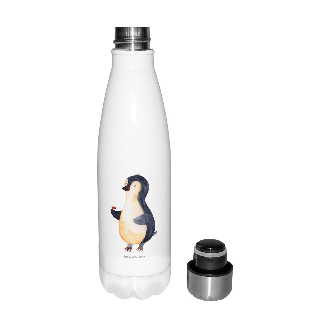 Thermosflasche Pinguin Marienkäfer Isolierflasche, Thermoflasche, Trinkflasche, Thermos, Edelstahl, Pinguin, Pinguine, Marienkäfer, Liebe, Wunder, Glück, Freude, Lebensfreude