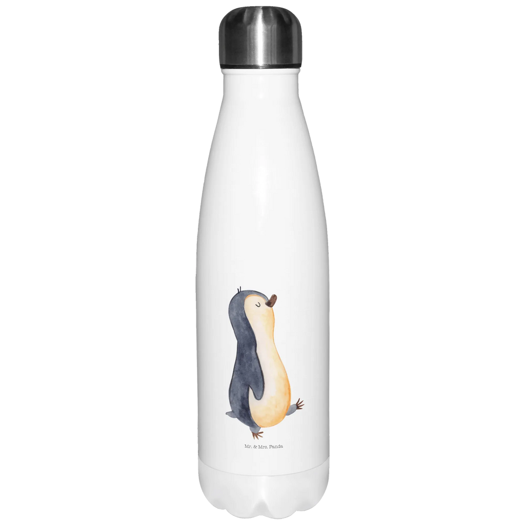 Thermosflasche Pinguin marschierend Isolierflasche, Thermoflasche, Trinkflasche, Thermos, Edelstahl, Pinguin, Pinguine, Frühaufsteher, Langschläfer, Bruder, Schwester, Familie