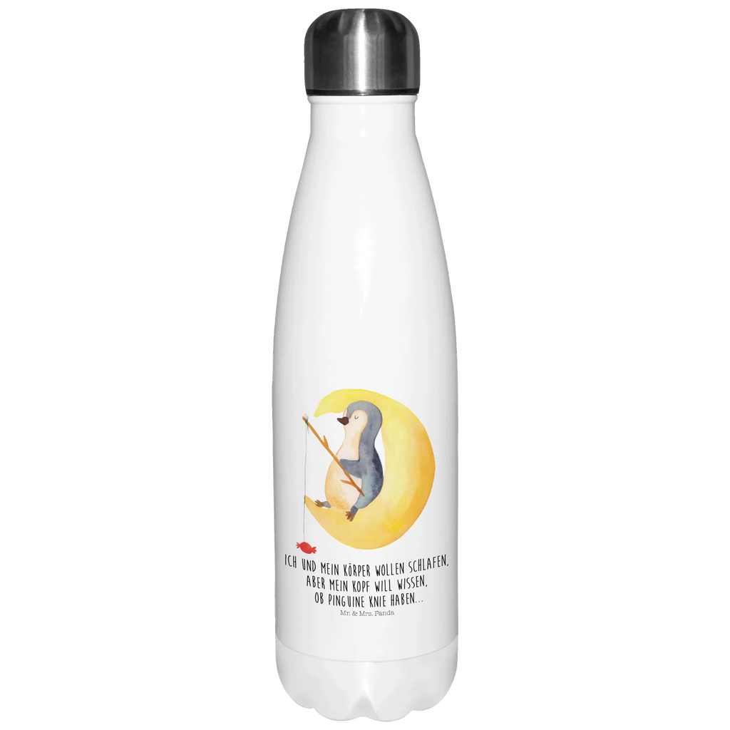 Thermosflasche Pinguin Mond Isolierflasche, Thermoflasche, Trinkflasche, Thermos, Edelstahl, Pinguin, Pinguine, Spruch, schlafen, Nachtruhe, Einschlafen, Schlafzimmer, Schlafstörungen, Gästezimmer