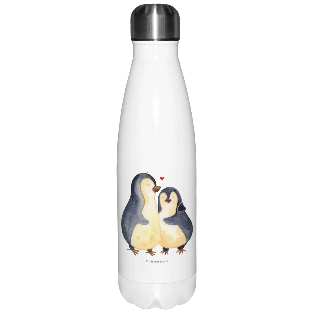 Thermosflasche Pinguin umarmend Isolierflasche, Thermoflasche, Trinkflasche, Thermos, Edelstahl, Pinguin, Liebe, Liebespaar, Liebesbeweis, Liebesgeschenk, Verlobung, Jahrestag, Hochzeitstag, Hochzeit, Hochzeitsgeschenk