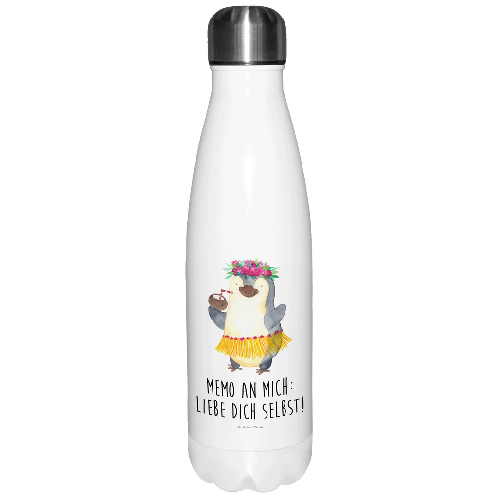 Thermosflasche Pinguin Kokosnuss Isolierflasche, Thermoflasche, Trinkflasche, Thermos, Edelstahl, Pinguin, Aloha, Hawaii, Urlaub, Kokosnuss, Pinguine