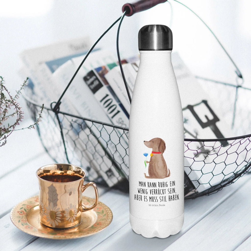 Thermosflasche Hund Blume Isolierflasche, Thermoflasche, Trinkflasche, Thermos, Edelstahl, Hund, Hundemotiv, Haustier, Hunderasse, Tierliebhaber, Hundebesitzer, Sprüche, Hunde, Frauchen, Hundeliebe