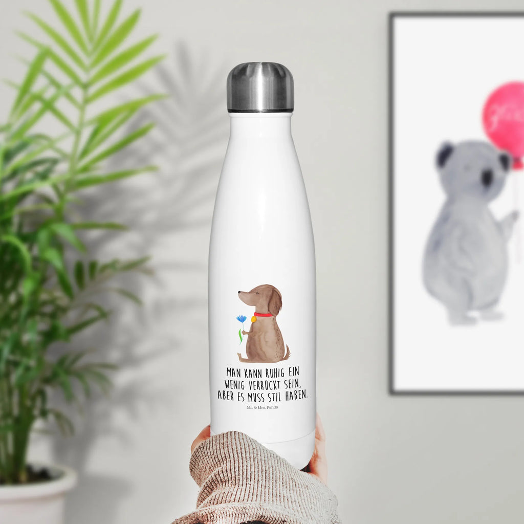 Thermosflasche Hund Blume Isolierflasche, Thermoflasche, Trinkflasche, Thermos, Edelstahl, Hund, Hundemotiv, Haustier, Hunderasse, Tierliebhaber, Hundebesitzer, Sprüche, Hunde, Frauchen, Hundeliebe