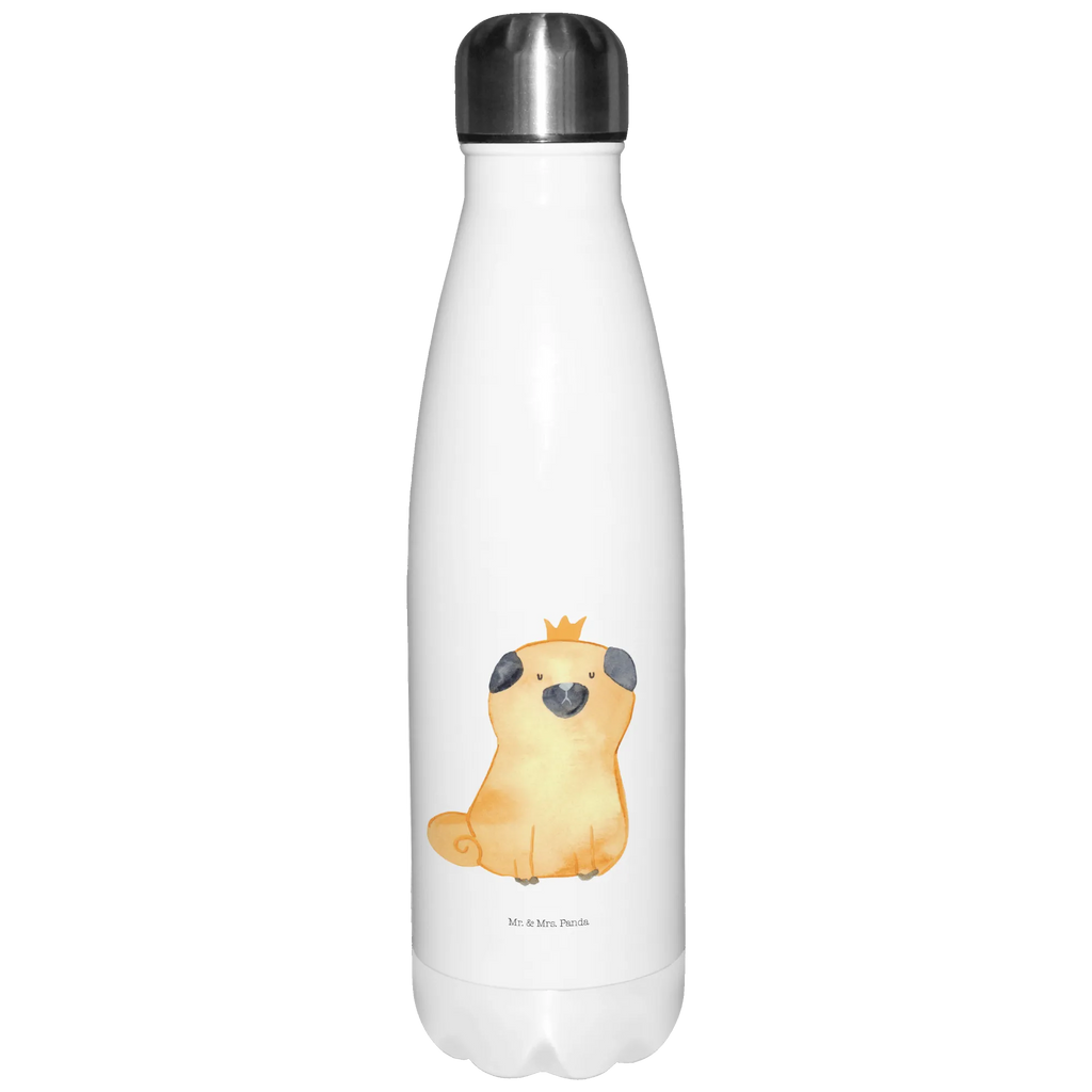 Thermosflasche Mops Krone Isolierflasche, Thermoflasche, Trinkflasche, Thermos, Edelstahl, Hund, Hundemotiv, Haustier, Hunderasse, Tierliebhaber, Hundebesitzer, Sprüche, Mops, allergisch, kinderlos, Hausregel, Hundebesitzer. Spruch, lustig