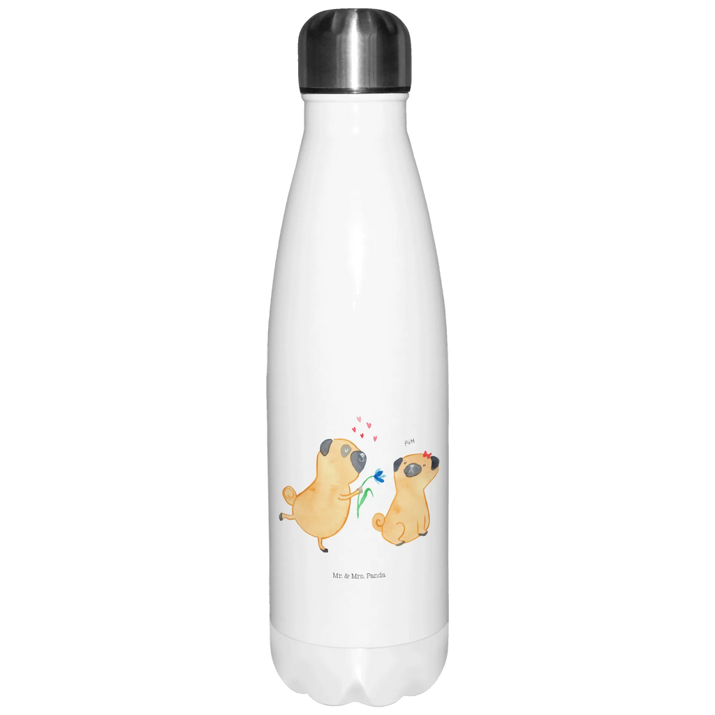 Thermosflasche Mops verliebt Isolierflasche, Thermoflasche, Trinkflasche, Thermos, Edelstahl, Hund, Hundemotiv, Haustier, Hunderasse, Tierliebhaber, Hundebesitzer, Sprüche, Mops, Möpse, Hundeliebe, verliebt, Liebe, Liebesspruch. Verlobt, Geschenk Freund, Partner