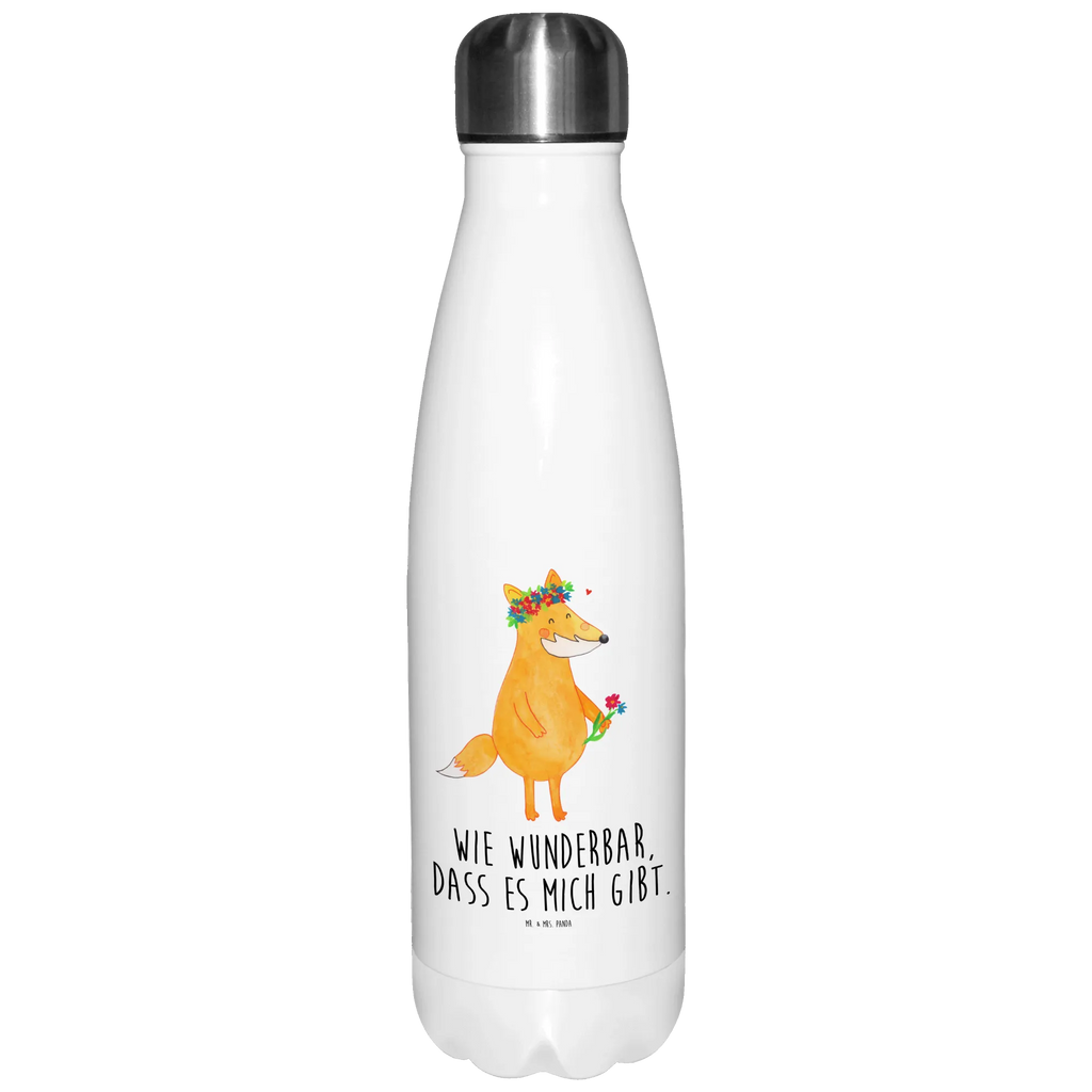 Thermosflasche Fuchs Blumenliebe Isolierflasche, Thermoflasche, Trinkflasche, Thermos, Edelstahl, Fuchs, Füchse, Fox, Liebe, Freundin, Fuchsmädchen, Blumenmädchen, Freundinnen, Liebesbeweis, Blume, Blumen, Motivation, Freude, ich, mich, Selbstliebe