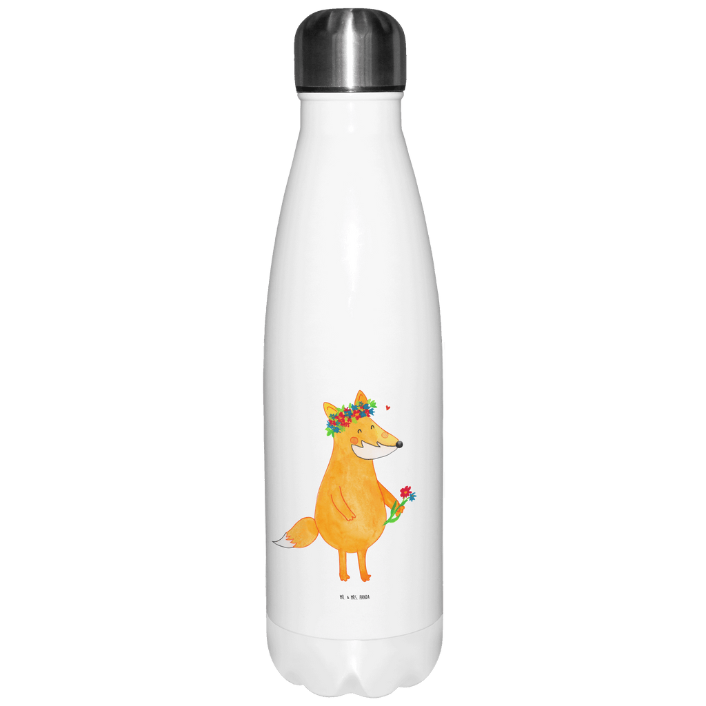 Thermosflasche Fuchs Blumenliebe Isolierflasche, Thermoflasche, Trinkflasche, Thermos, Edelstahl, Fuchs, Füchse, Fox, Liebe, Freundin, Fuchsmädchen, Blumenmädchen, Freundinnen, Liebesbeweis, Blume, Blumen, Motivation, Freude, ich, mich, Selbstliebe