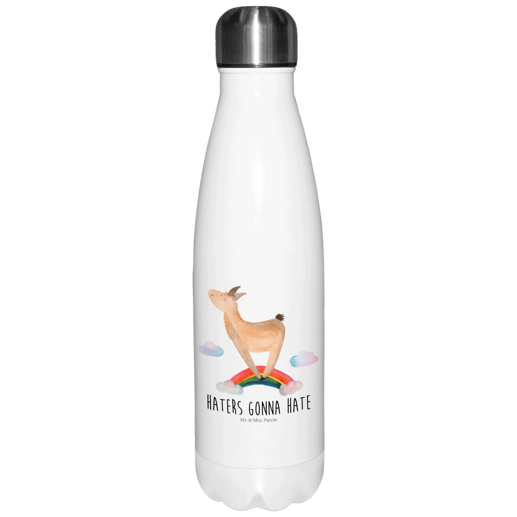 Thermosflasche Lama Regenbogen Isolierflasche, Thermoflasche, Trinkflasche, Thermos, Edelstahl, Lama, Alpaka, Lamas, Regenbogen, Haters gonna hate, Haters, Selbstständig, Außenseiter, Schule, Abi, Hobby, Wolkenland, Freiheit