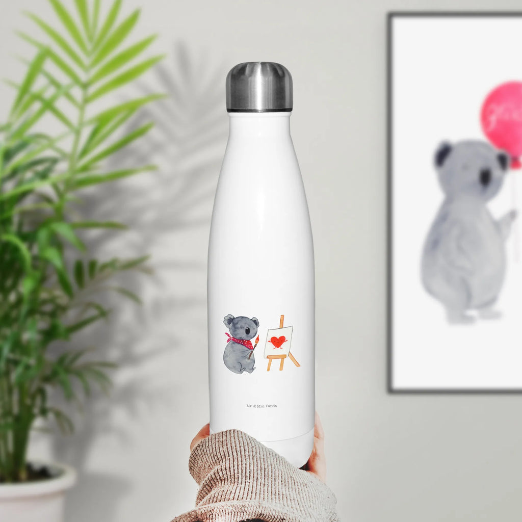 Thermosflasche Koala Künstler Isolierflasche, Thermoflasche, Trinkflasche, Thermos, Edelstahl, Koala, Koalabär, Liebe, Liebensbeweis, Liebesgeschenk, Gefühle, Künstler, zeichnen