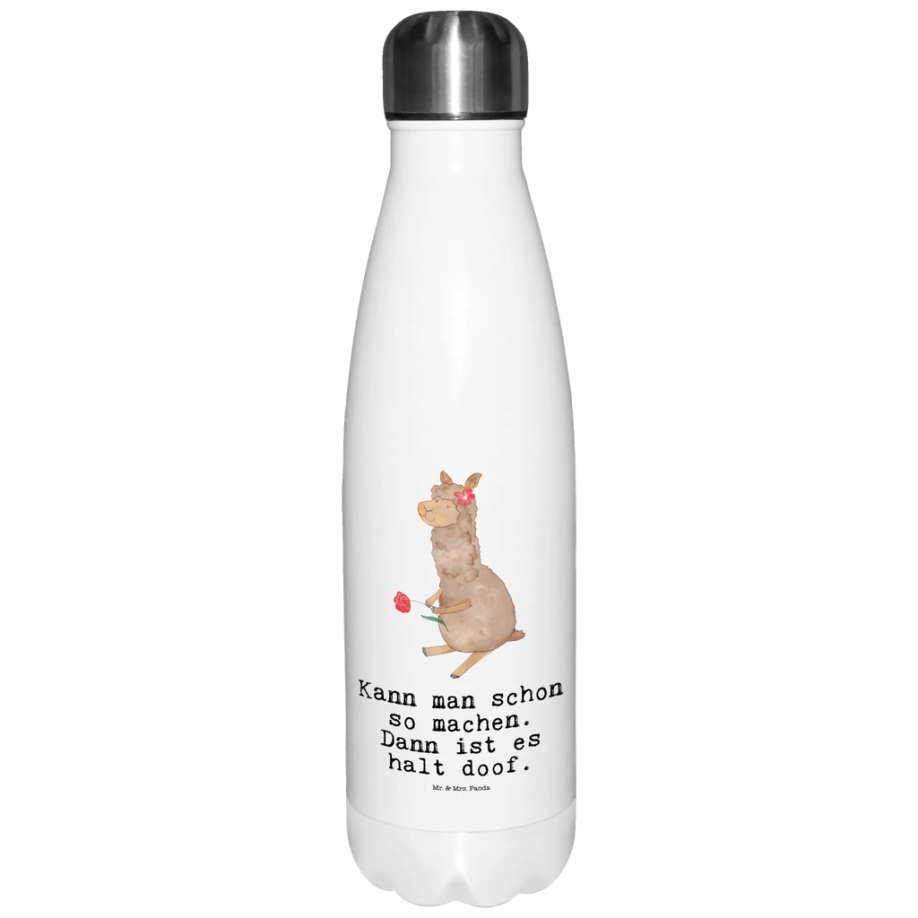 Thermosflasche Alpaka Blume Isolierflasche, Thermoflasche, Trinkflasche, Thermos, Edelstahl, Alpaka, Lama, Blume, Lamas, Alpaka Zitat, Alpaka Spruch, Alpaka Dekor, Alpaka Geschenk, Alpaka Dekoration, Alpaka Witz, Motiv Alpaka