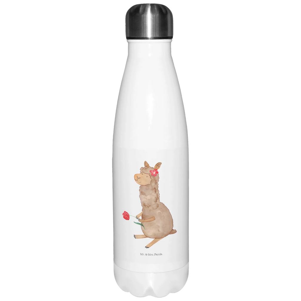 Thermosflasche Alpaka Blume Isolierflasche, Thermoflasche, Trinkflasche, Thermos, Edelstahl, Alpaka, Lama, Blume, Lamas, Alpaka Zitat, Alpaka Spruch, Alpaka Dekor, Alpaka Geschenk, Alpaka Dekoration, Alpaka Witz, Motiv Alpaka