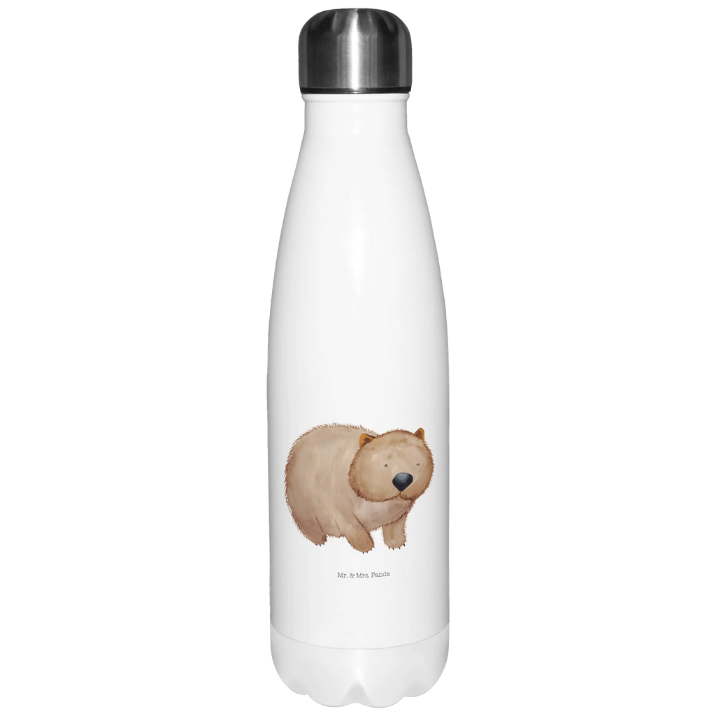 Thermosflasche Wombat Isolierflasche, Thermoflasche, Trinkflasche, Thermos, Edelstahl, Tiermotive, Gute Laune, lustige Sprüche, Tiere, Wombat, Das Leben ist schön, Motivation, Spruch, Australien