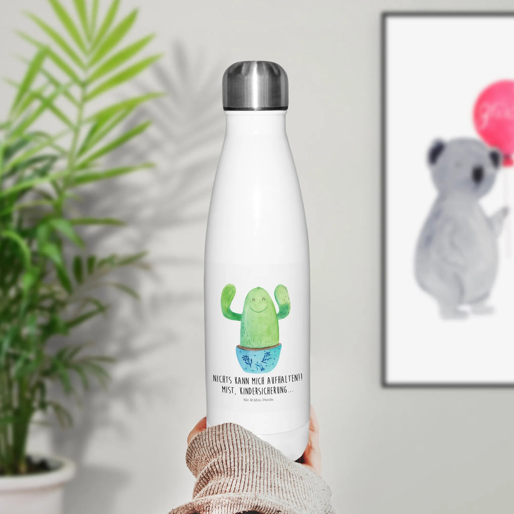 Thermosflasche Kaktus Happy Isolierflasche, Thermoflasche, Trinkflasche, Thermos, Edelstahl, Kaktus, Kakteen, Motivation, Spruch, lustig, Kindersicherung, Neustart, Büro, Büroalltag, Kollege, Kollegin, Freundin, Mutter, Familie, Ausbildung