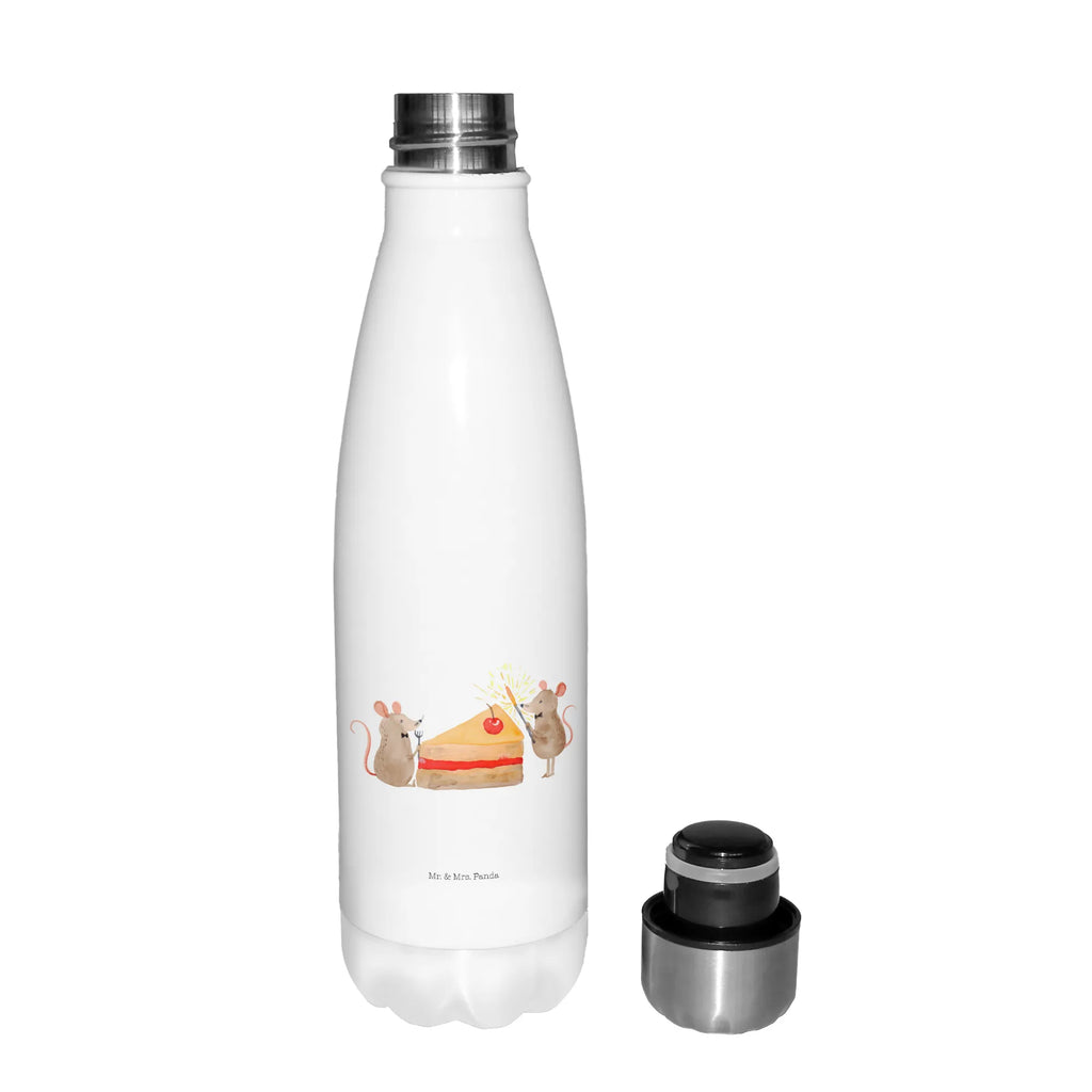 Thermosflasche Mäuse Kuchen Isolierflasche, Thermoflasche, Trinkflasche, Thermos, Edelstahl, Geburtstag, Geburtstagsgeschenk, Geschenk, Kuchen, Maus, Mäuse, Party, Leben, Glück