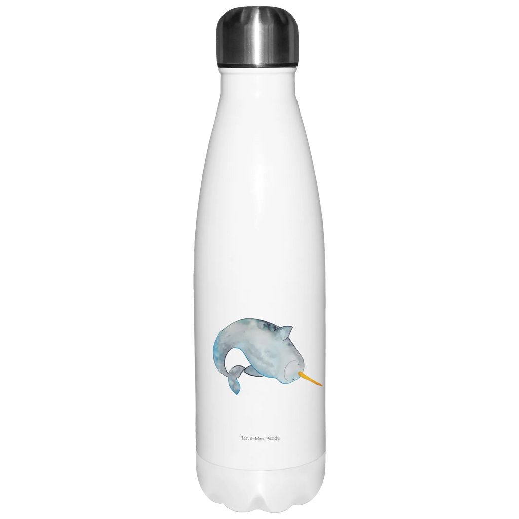 Thermosflasche Narwal Isolierflasche, Thermoflasche, Trinkflasche, Thermos, Edelstahl, Meerestiere, Meer, Urlaub, Narwal, Wal, Putzen, Hausfrau, Junggesellin, aufräumen, Kinderzimmer