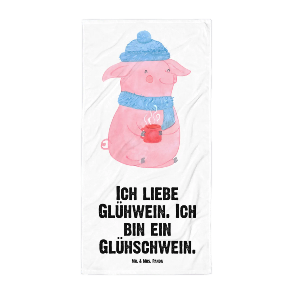 XL Badehandtuch Schwein Glühwein Handtuch, Badetuch, Duschtuch, Strandtuch, Saunatuch, Winter, Weihnachten, Weihnachtsdeko, Nikolaus, Advent, Heiligabend, Wintermotiv, Glühschwein, Glühwein, Weihnachtsmarkt, Punsch