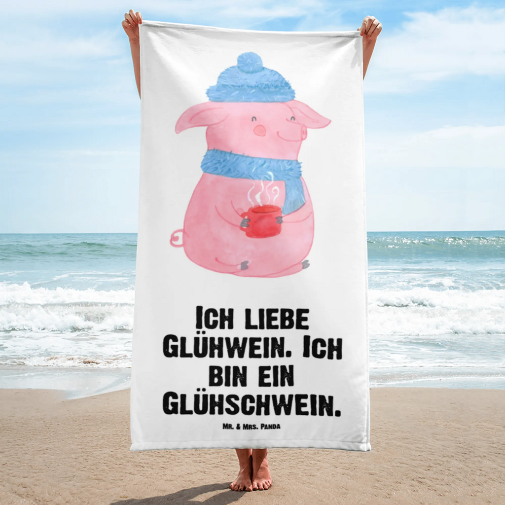 XL Badehandtuch Schwein Glühwein Handtuch, Badetuch, Duschtuch, Strandtuch, Saunatuch, Winter, Weihnachten, Weihnachtsdeko, Nikolaus, Advent, Heiligabend, Wintermotiv, Glühschwein, Glühwein, Weihnachtsmarkt, Punsch