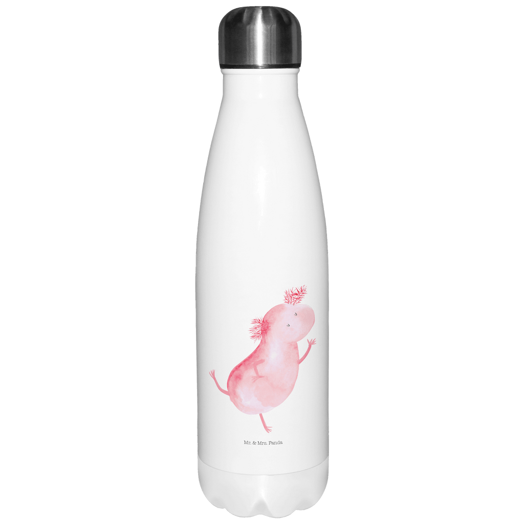 Thermosflasche Axolotl tanzt Isolierflasche, Thermoflasche, Trinkflasche, Thermos, Edelstahl, Axolotl, Molch, Axolot, Schwanzlurch, Lurch, Lurche, Dachschaden, Sterne, verrückt, Freundin, beste Freundin