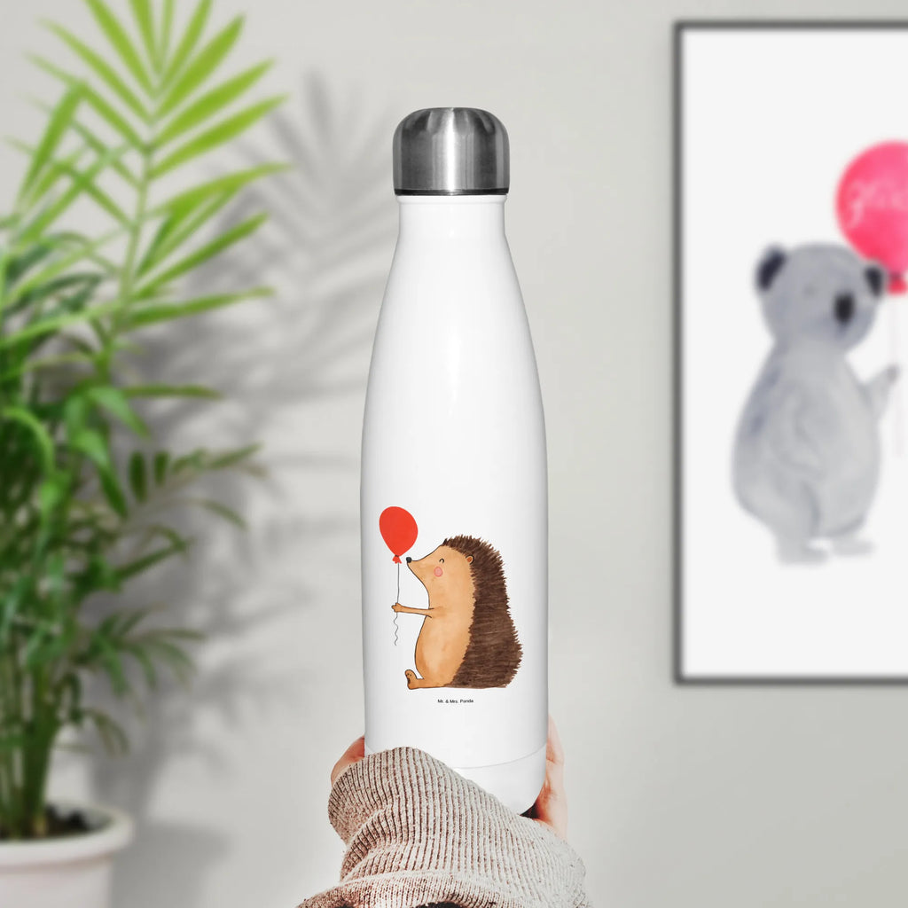 Thermosflasche Igel mit Luftballon Isolierflasche, Thermoflasche, Trinkflasche, Thermos, Edelstahl, Tiermotive, Gute Laune, lustige Sprüche, Tiere, Igel, Geburtstag, Herzlichen Glückwunsch, Glückwunsch, Geburtstagskind, Ballon, Happy Birthday