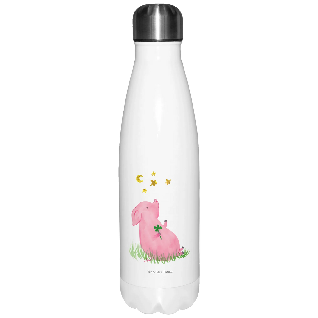 Thermosflasche Glücksschwein Isolierflasche, Thermoflasche, Trinkflasche, Thermos, Edelstahl, Tiermotive, Gute Laune, lustige Sprüche, Tiere, Glücksschwein. Glück, Schwein, Schweinchen, Sterne, Sernchen, Ziele, Träume, Motivation, Glücksbringer