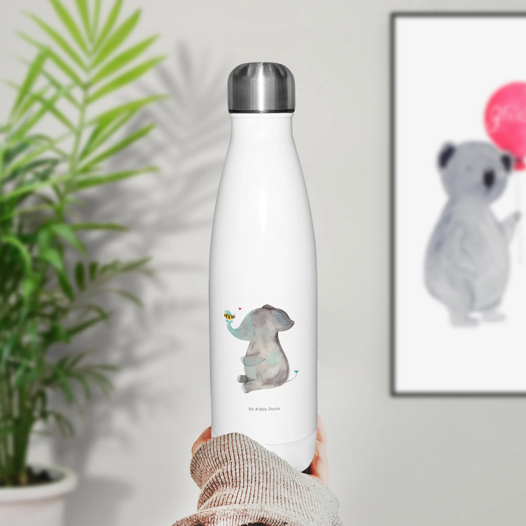 Thermosflasche Elefant & Biene Isolierflasche, Thermoflasche, Trinkflasche, Thermos, Edelstahl, Tiermotive, Gute Laune, lustige Sprüche, Tiere, Elefant, Biene, Liebe, Liebesbeweis, Jahrestag, Liebesgeschenk, Heiratsantrag, Hochzeitsgeschenk, Liebesspruch