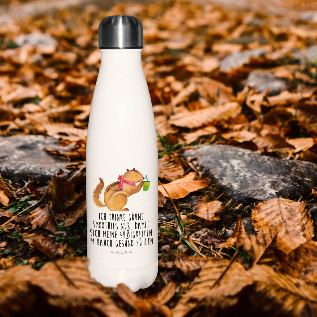 Thermosflasche Eichhörnchen Smoothie Isolierflasche, Thermoflasche, Trinkflasche, Thermos, Edelstahl, Tiermotive, Gute Laune, lustige Sprüche, Tiere, Green Smoothies, Diät, Abnehmen, Streifenhörnchen, Eichhörnchen