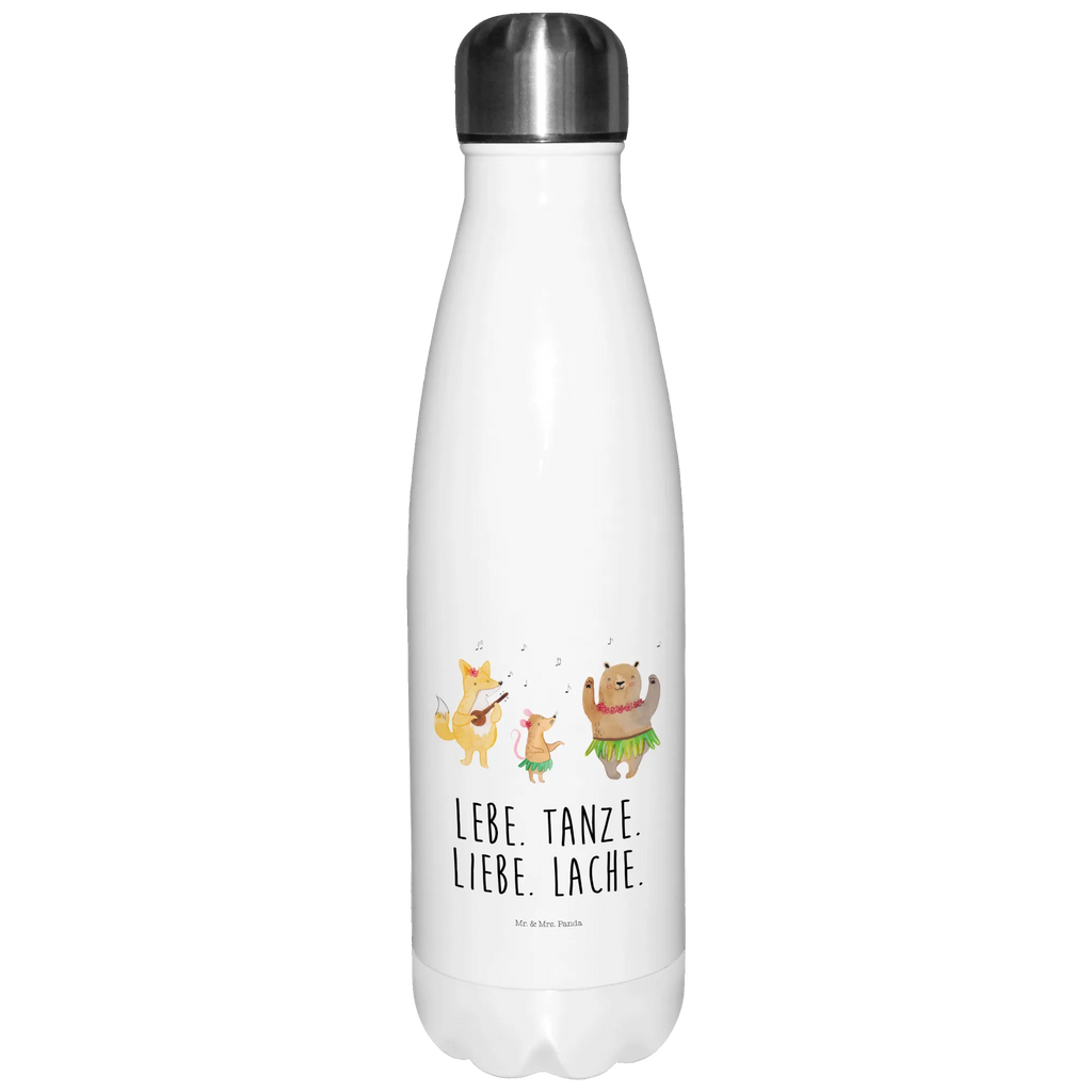 Thermosflasche Waldtiere Aloha Isolierflasche, Thermoflasche, Trinkflasche, Thermos, Edelstahl, Tiermotive, Gute Laune, lustige Sprüche, Tiere, Wald, Waldtiere, Musik, Aloha, Bär, Hase, Igel, Tanzen, Leben, Lachen