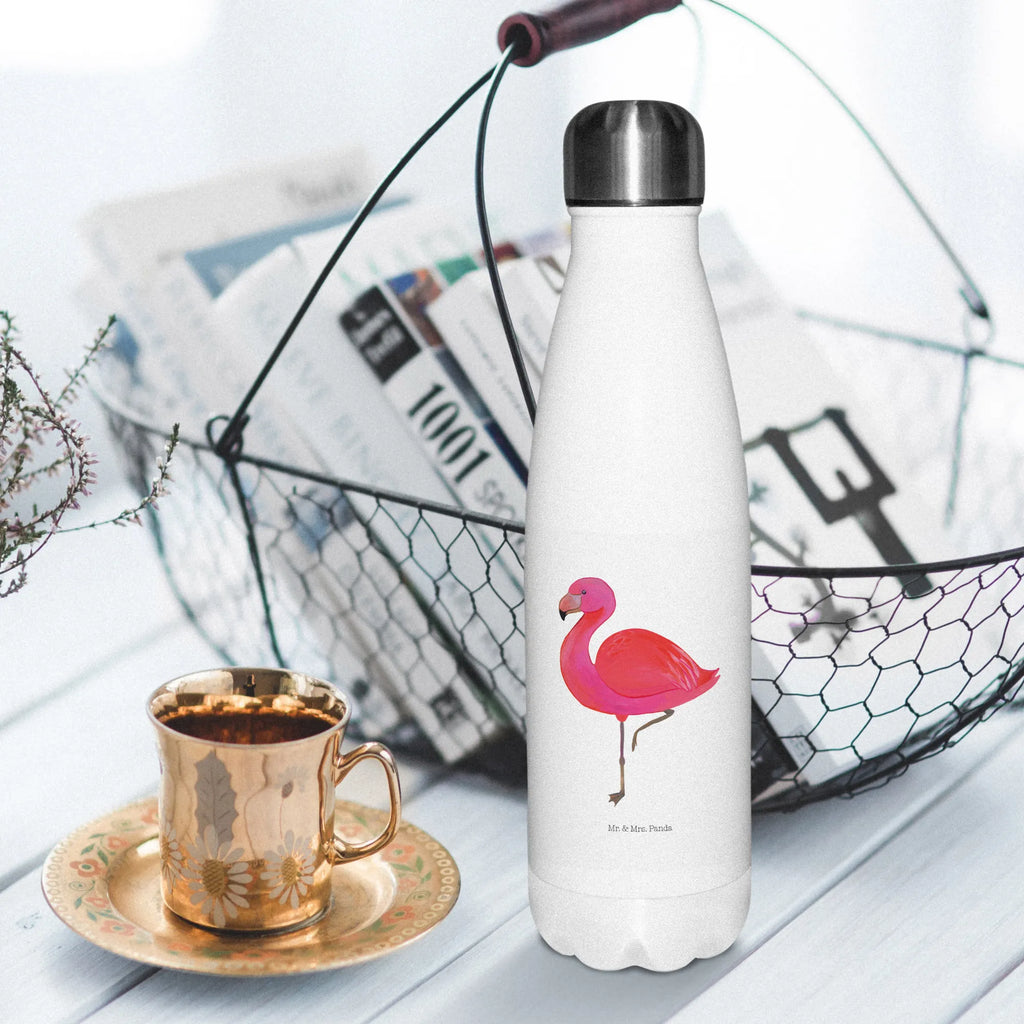 Thermosflasche Flamingo classic Isolierflasche, Thermoflasche, Trinkflasche, Thermos, Edelstahl, Flamingo, Einzigartig, Selbstliebe, Stolz, ich, für mich, Spruch, Freundin, Freundinnen, Außenseiter, Sohn, Tochter, Geschwister