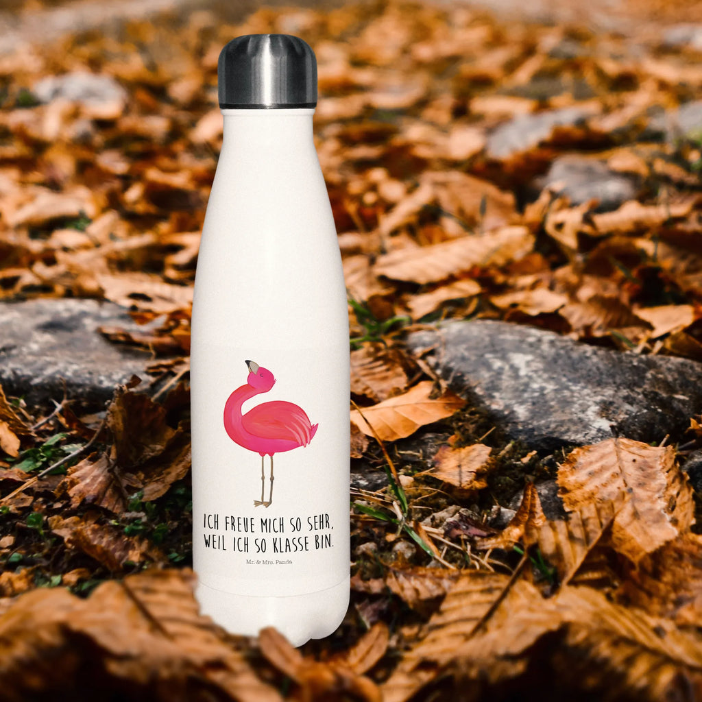 Thermosflasche Flamingo stolz Isolierflasche, Thermoflasche, Trinkflasche, Thermos, Edelstahl, Flamingo, stolz, Freude, Selbstliebe, Selbstakzeptanz, Freundin, beste Freundin, Tochter, Mama, Schwester