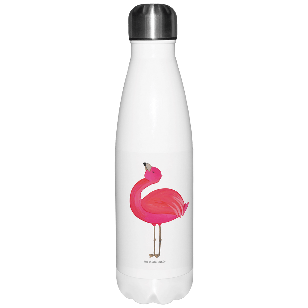 Thermosflasche Flamingo stolz Isolierflasche, Thermoflasche, Trinkflasche, Thermos, Edelstahl, Flamingo, stolz, Freude, Selbstliebe, Selbstakzeptanz, Freundin, beste Freundin, Tochter, Mama, Schwester