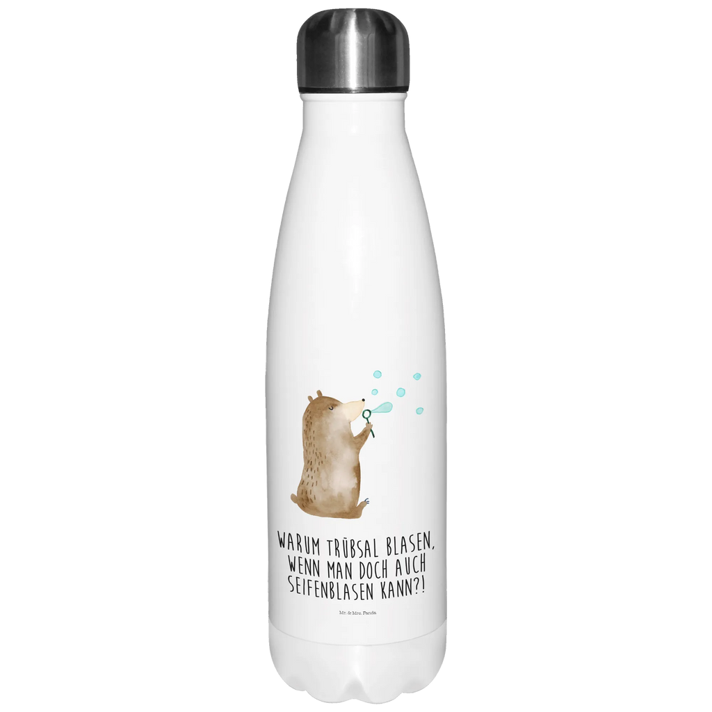 Thermosflasche Bär Seifenblasen Isolierflasche, Thermoflasche, Trinkflasche, Thermos, Edelstahl, Bär, Teddy, Teddybär, Seifenblasen Bär Lustig Sein Glücklich Traurig Happy