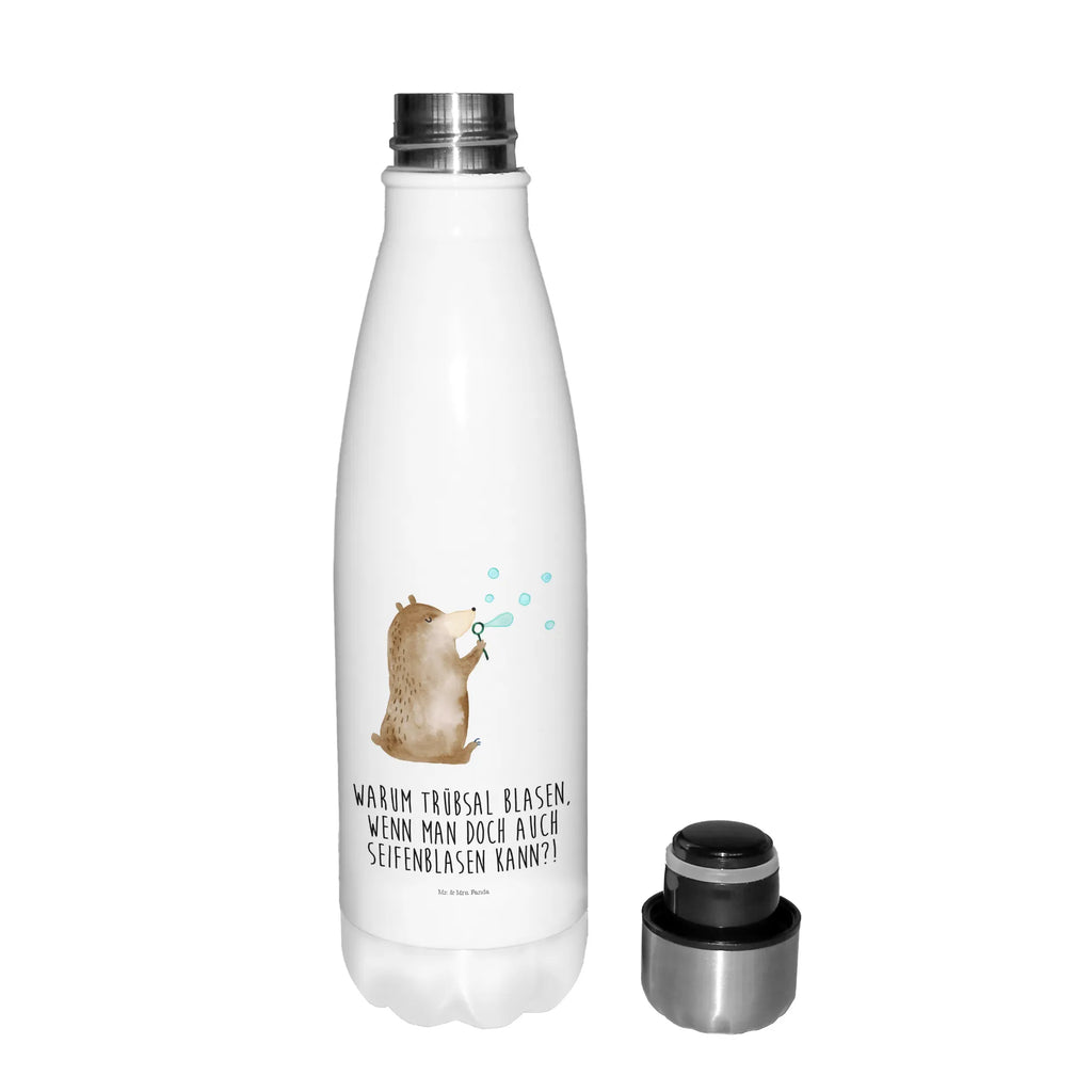 Thermosflasche Bär Seifenblasen Isolierflasche, Thermoflasche, Trinkflasche, Thermos, Edelstahl, Bär, Teddy, Teddybär, Seifenblasen Bär Lustig Sein Glücklich Traurig Happy