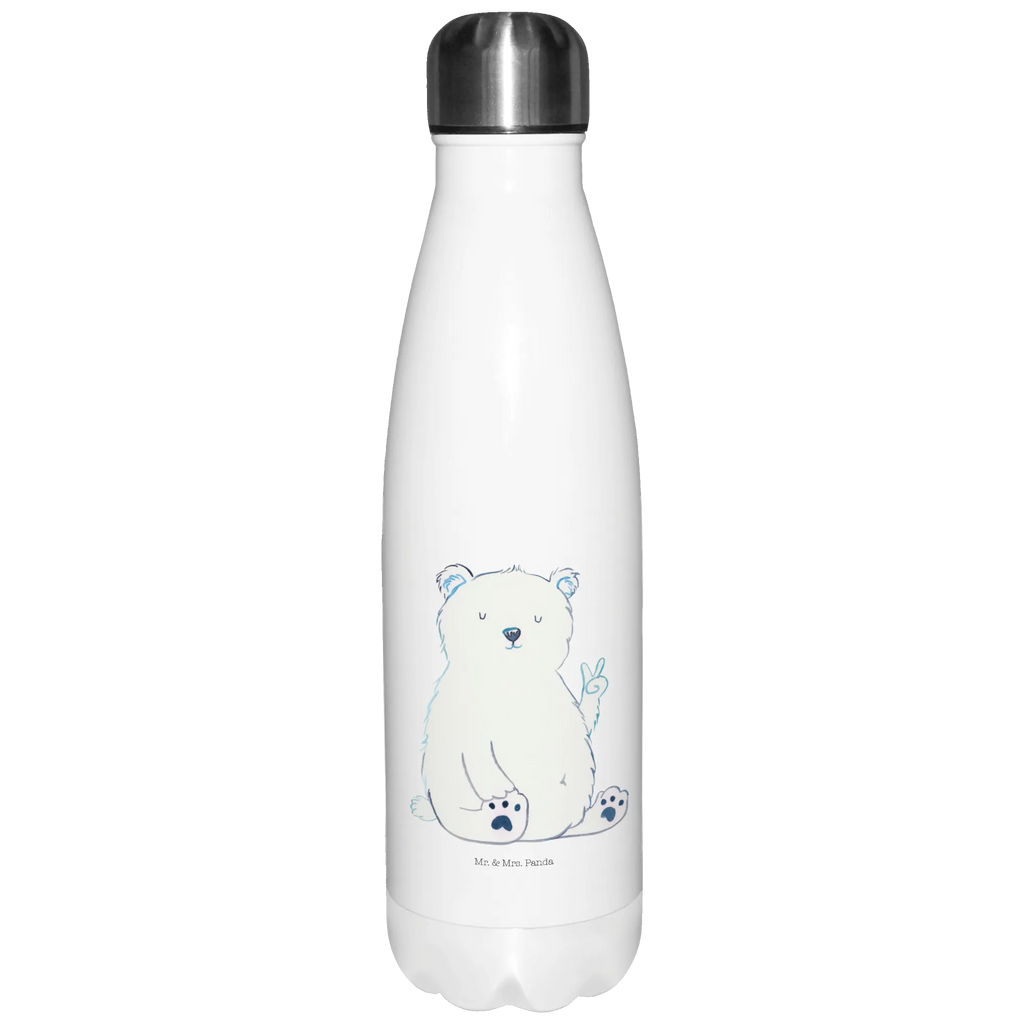 Thermosflasche Eisbär Faul Isolierflasche, Thermoflasche, Trinkflasche, Thermos, Edelstahl, Bär, Teddy, Teddybär, Eisbär, Nordpol, Faul, Entspannen, Relaxen, Büro, Arbeit, Bürojob, Arbeitsplatz, Homeoffice