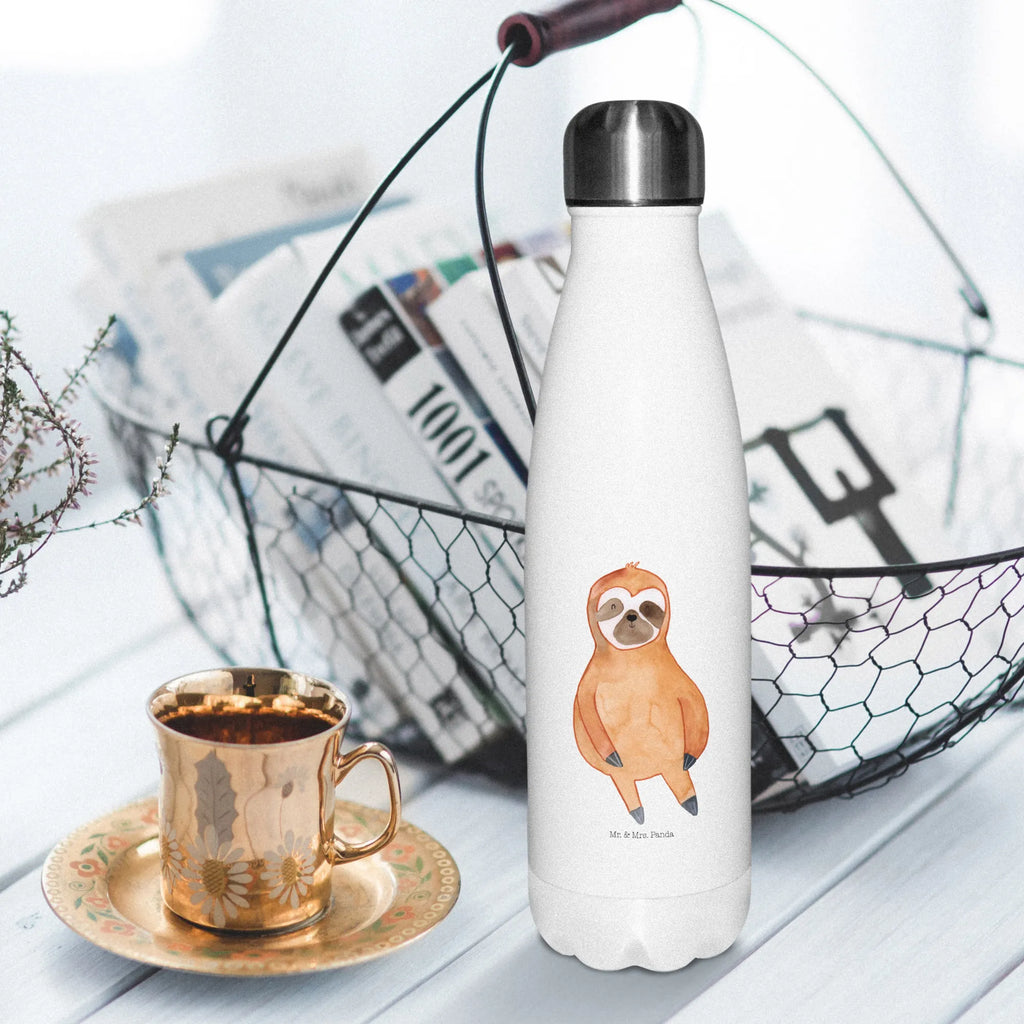 Insulated bottle sloth Satisfied Isolierflasche, Thermoflasche, Trinkflasche, Thermos, Edelstahl, Faultier, Faultier Geschenk, Faultier Deko, Faultiere, faul, Lieblingstier, Pause, relaxen, Glück, glücklich, zufrieden, happy, Zufriedenheit, Gelassenheit, Ruhe, Frieden
