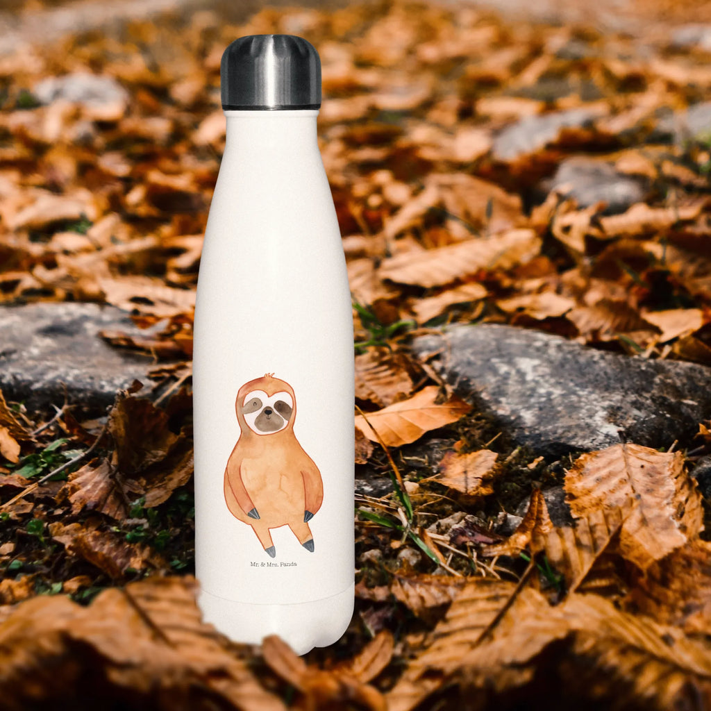 Insulated bottle sloth Satisfied Isolierflasche, Thermoflasche, Trinkflasche, Thermos, Edelstahl, Faultier, Faultier Geschenk, Faultier Deko, Faultiere, faul, Lieblingstier, Pause, relaxen, Glück, glücklich, zufrieden, happy, Zufriedenheit, Gelassenheit, Ruhe, Frieden
