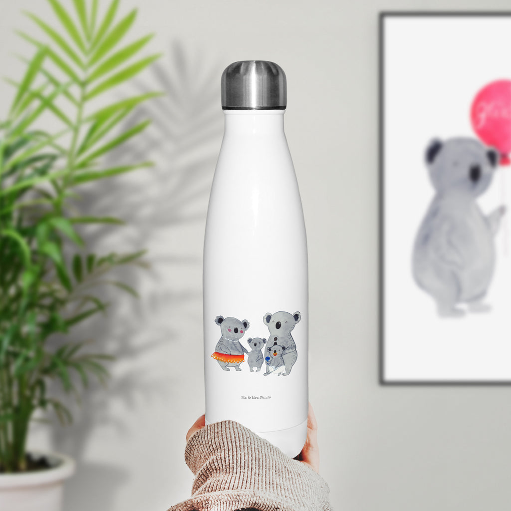 Thermosflasche Koala Familie Isolierflasche, Thermoflasche, Trinkflasche, Thermos, Edelstahl, Familie, Vatertag, Muttertag, Bruder, Schwester, Mama, Papa, Oma, Opa, Koala, Koalas, Family, Kinder, Geschwister, Familienleben