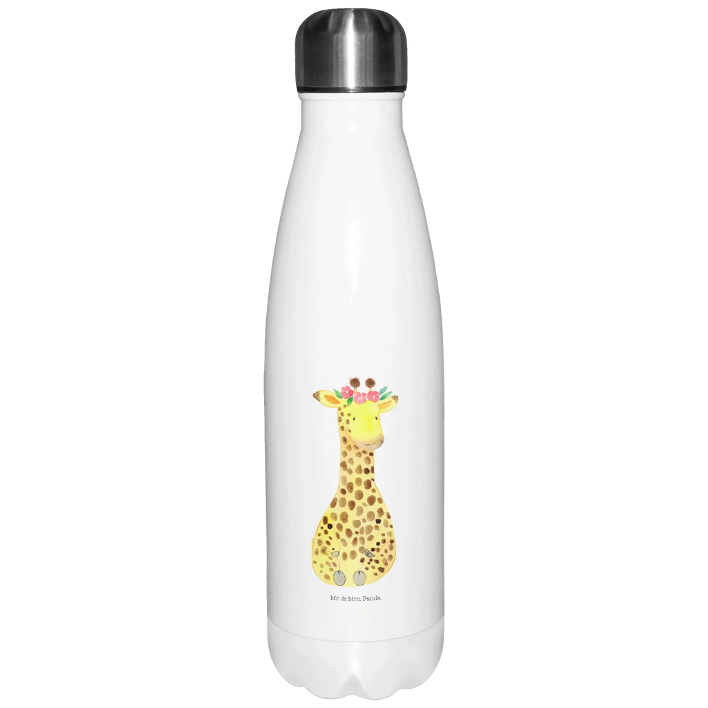 Thermosflasche Giraffe Blumenkranz Isolierflasche, Thermoflasche, Trinkflasche, Thermos, Edelstahl, Afrika, Wildtiere, Giraffe, Blumenkranz, Abenteurer, Selbstliebe, Freundin