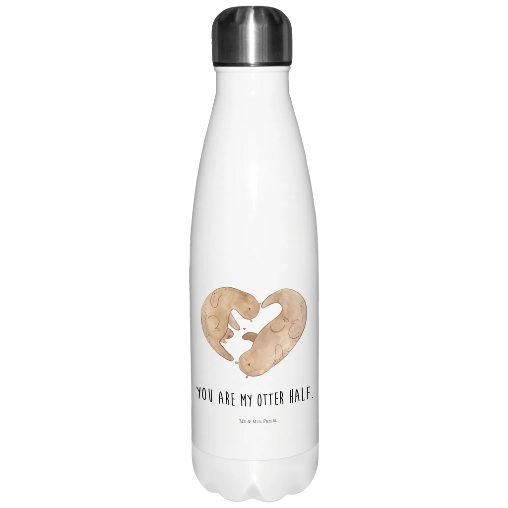 Thermosflasche Otter Herz Isolierflasche, Thermoflasche, Trinkflasche, Thermos, Edelstahl, Otter, Fischotter, Seeotter, Liebe, Herz, Liebesbeweis, Liebesgeschenk, Bessere Hälfte, Love you, Jahrestag, Hochzeitstag, Verlobung, gemeinsames Leben