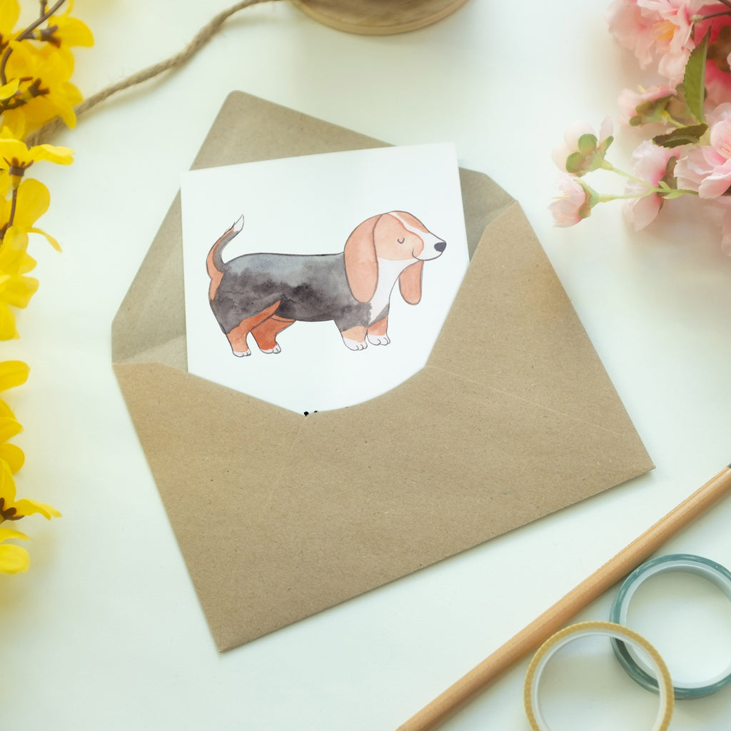 Grußkarte Basset Hound Lebensretter Grußkarte, Klappkarte, Einladungskarte, Glückwunschkarte, Hochzeitskarte, Geburtstagskarte, Karte, Ansichtskarten, Hund, Hunderasse, Rassehund, Hundebesitzer, Geschenk, Tierfreund, Schenken, Welpe, Basset Hound, Basset