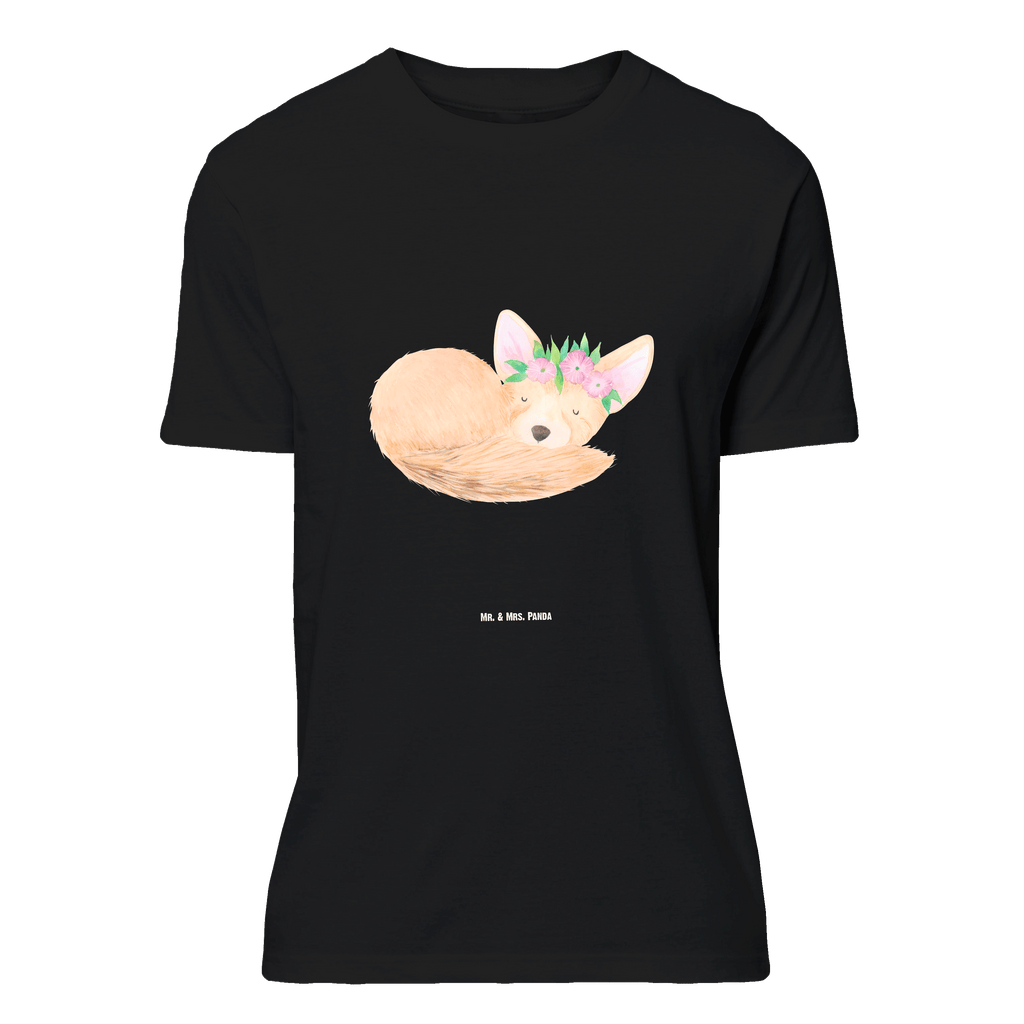 T-Shirt Standard Wüstenfuchs Blumenkranz T-Shirt, Shirt, Tshirt, Lustiges T-Shirt, T-Shirt mit Spruch, Party, Junggesellenabschied, Jubiläum, Geburstag, Herrn, Damen, Männer, Frauen, Schlafshirt, Nachthemd, Sprüche, Afrika, Wildtiere, Wüste, Wüstenfuchs, Blumen, Blumenkranz, Glücklich