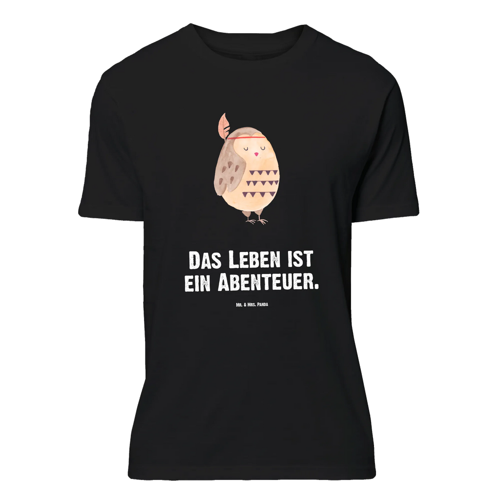 T-Shirt Standard Eule Federschmuck T-Shirt, Shirt, Tshirt, Lustiges T-Shirt, T-Shirt mit Spruch, Party, Junggesellenabschied, Jubiläum, Geburstag, Herrn, Damen, Männer, Frauen, Schlafshirt, Nachthemd, Sprüche, Eule, Eule Deko, Owl, Das Leben ist ein Abenteuer, Reisespruch, Federschmuck, Dekoration