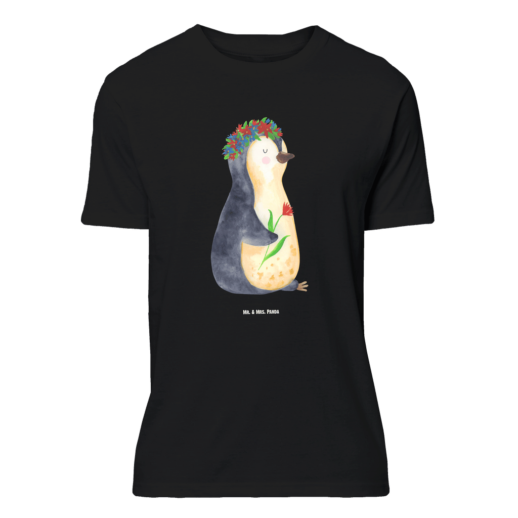 T-Shirt Standard Pinguin Blumenkranz T-Shirt, Shirt, Tshirt, Lustiges T-Shirt, T-Shirt mit Spruch, Party, Junggesellenabschied, Jubiläum, Geburstag, Herrn, Damen, Männer, Frauen, Schlafshirt, Nachthemd, Sprüche, Pinguin, Pinguine, Blumenkranz, Universum, Leben, Wünsche, Ziele, Lebensziele, Motivation, Lebenslust, Liebeskummer, Geschenkidee