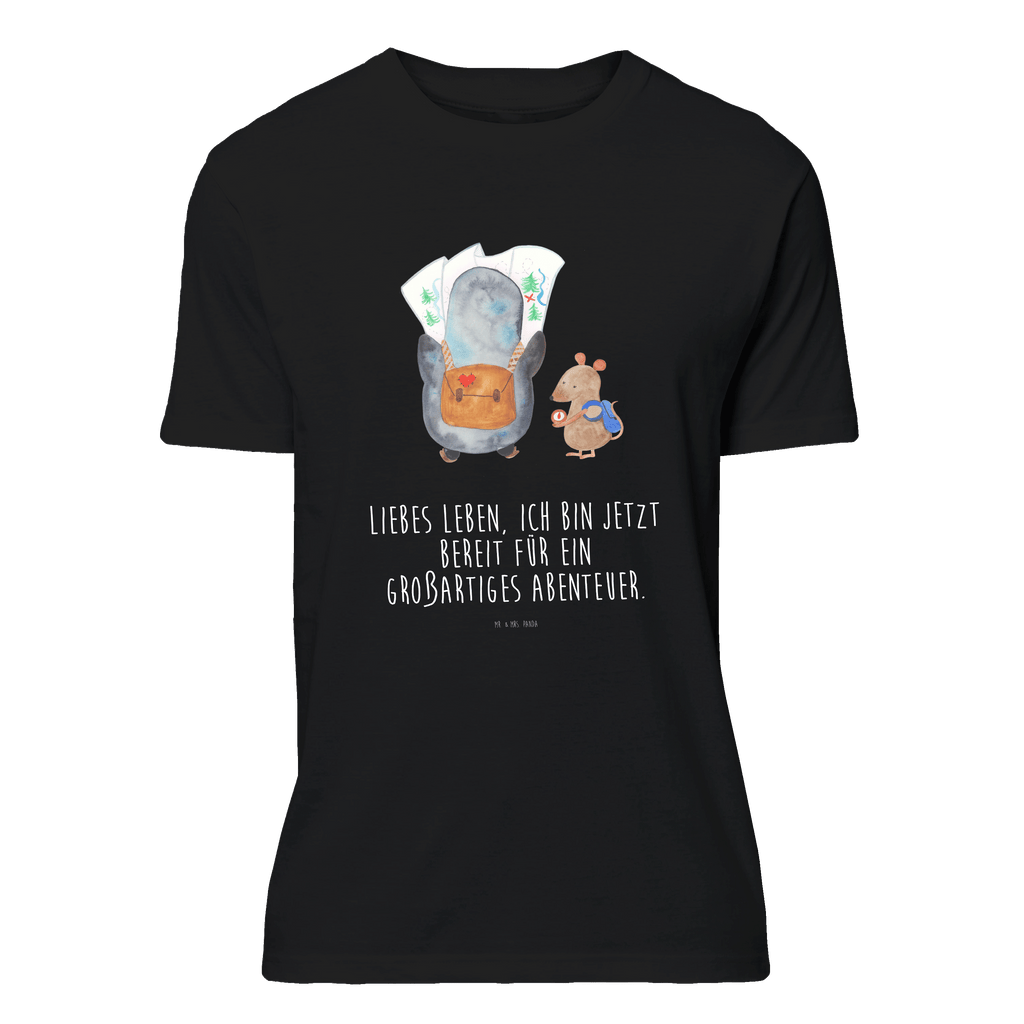 T-Shirt Standard Pinguin & Maus Wanderer T-Shirt, Shirt, Tshirt, Lustiges T-Shirt, T-Shirt mit Spruch, Party, Junggesellenabschied, Jubiläum, Geburstag, Herrn, Damen, Männer, Frauen, Schlafshirt, Nachthemd, Sprüche, Pinguin, Pinguine, Abenteurer, Abenteuer, Roadtrip, Ausflug, Wanderlust, wandern