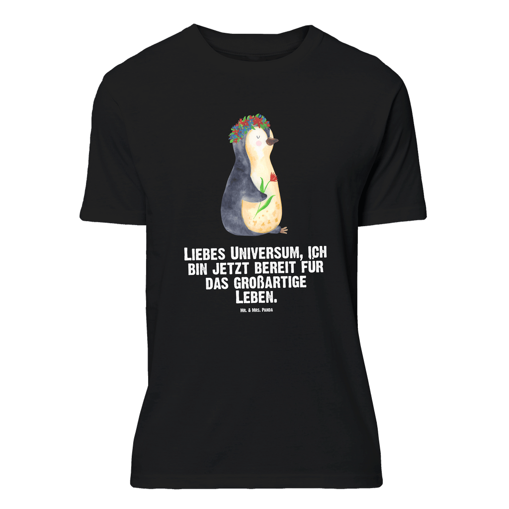 T-Shirt Standard Pinguin Blumenkranz T-Shirt, Shirt, Tshirt, Lustiges T-Shirt, T-Shirt mit Spruch, Party, Junggesellenabschied, Jubiläum, Geburstag, Herrn, Damen, Männer, Frauen, Schlafshirt, Nachthemd, Sprüche, Pinguin, Pinguine, Blumenkranz, Universum, Leben, Wünsche, Ziele, Lebensziele, Motivation, Lebenslust, Liebeskummer, Geschenkidee