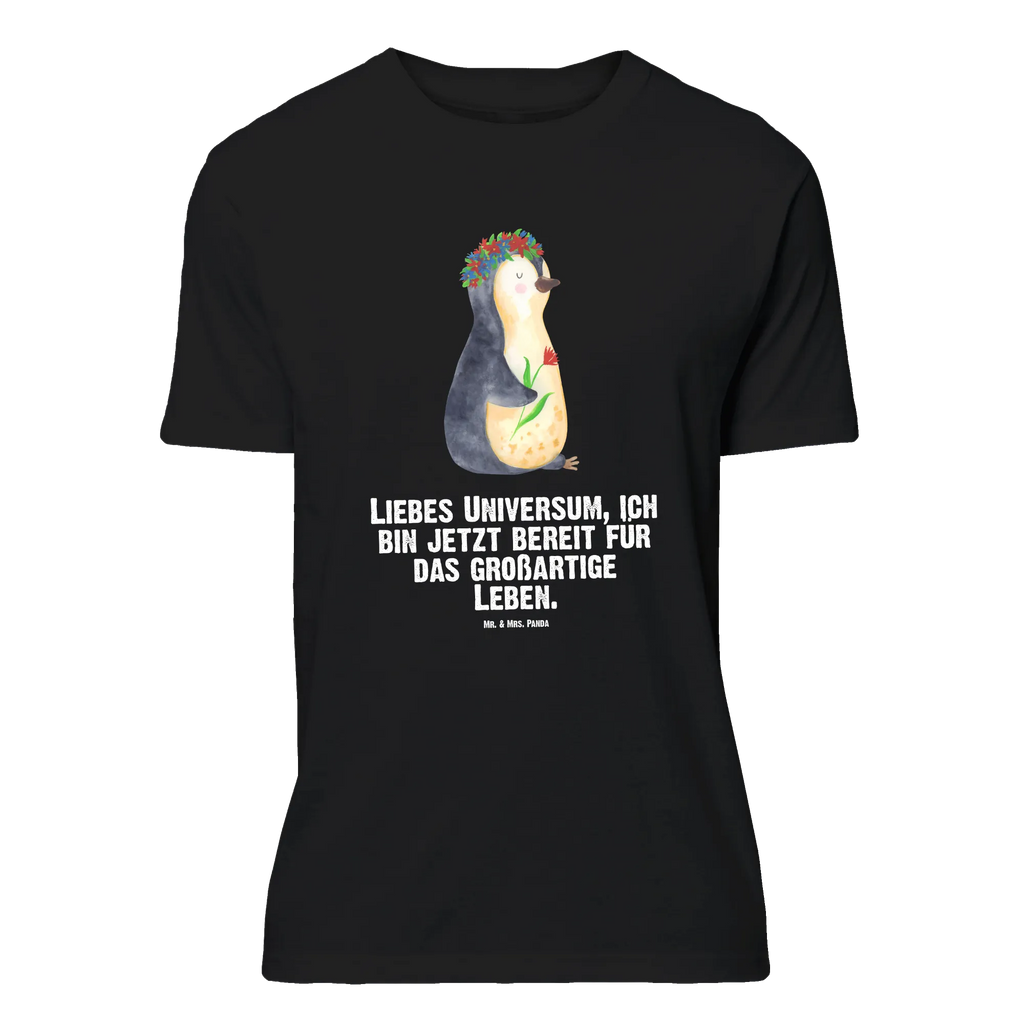 T-Shirt Standard Pinguin Blumenkranz T-Shirt, Shirt, Tshirt, Lustiges T-Shirt, T-Shirt mit Spruch, Party, Junggesellenabschied, Jubiläum, Geburstag, Herrn, Damen, Männer, Frauen, Schlafshirt, Nachthemd, Sprüche, Pinguin, Pinguine, Blumenkranz, Universum, Leben, Wünsche, Ziele, Lebensziele, Motivation, Lebenslust, Liebeskummer, Geschenkidee