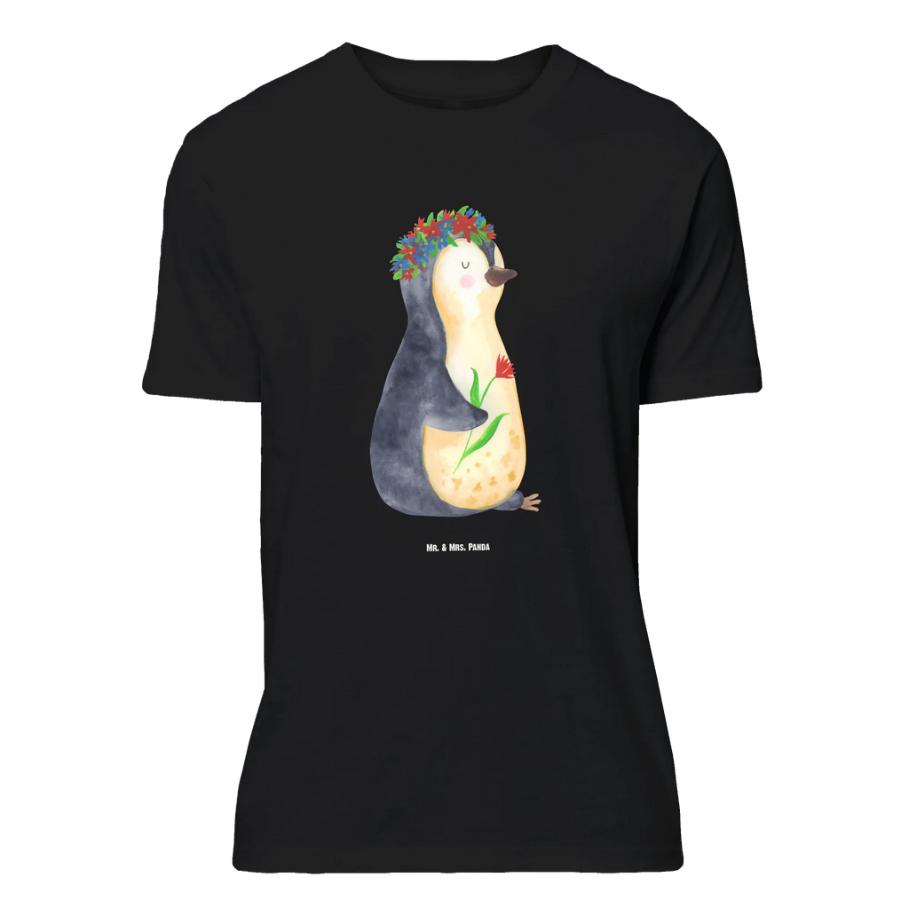 T-Shirt Standard Pinguin Blumenkranz T-Shirt, Shirt, Tshirt, Lustiges T-Shirt, T-Shirt mit Spruch, Party, Junggesellenabschied, Jubiläum, Geburstag, Herrn, Damen, Männer, Frauen, Schlafshirt, Nachthemd, Sprüche, Pinguin, Pinguine, Blumenkranz, Universum, Leben, Wünsche, Ziele, Lebensziele, Motivation, Lebenslust, Liebeskummer, Geschenkidee