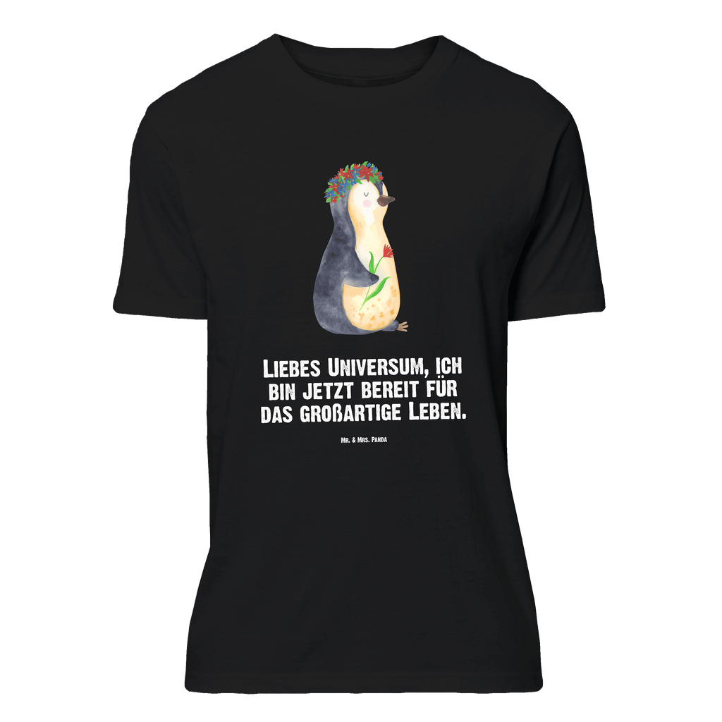 T-Shirt Standard Pinguin Blumenkranz T-Shirt, Shirt, Tshirt, Lustiges T-Shirt, T-Shirt mit Spruch, Party, Junggesellenabschied, Jubiläum, Geburstag, Herrn, Damen, Männer, Frauen, Schlafshirt, Nachthemd, Sprüche, Pinguin, Pinguine, Blumenkranz, Universum, Leben, Wünsche, Ziele, Lebensziele, Motivation, Lebenslust, Liebeskummer, Geschenkidee