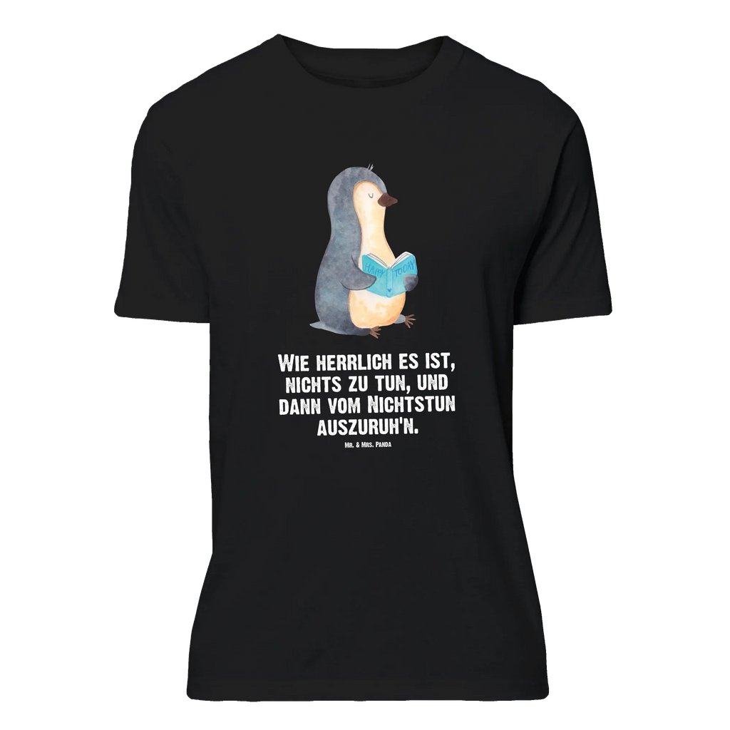 T-Shirt Standard Pinguin Buch T-Shirt, Shirt, Tshirt, Lustiges T-Shirt, T-Shirt mit Spruch, Party, Junggesellenabschied, Jubiläum, Geburstag, Herrn, Damen, Männer, Frauen, Schlafshirt, Nachthemd, Sprüche, Pinguin, Pinguine, Buch, Lesen, Bücherwurm, Nichtstun, Faulenzen, Ferien, Urlaub, Freizeit