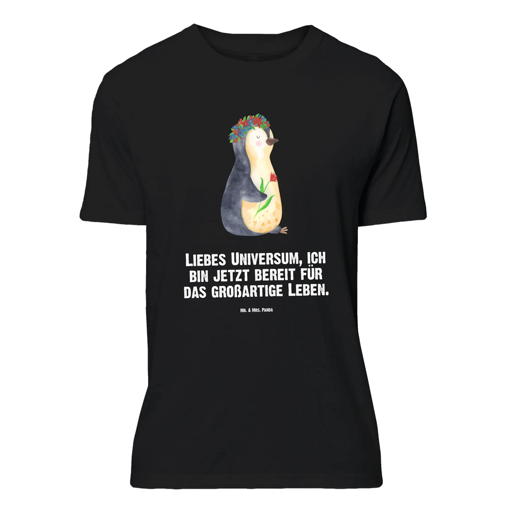 T-Shirt Standard Pinguin Blumenkranz T-Shirt, Shirt, Tshirt, Lustiges T-Shirt, T-Shirt mit Spruch, Party, Junggesellenabschied, Jubiläum, Geburstag, Herrn, Damen, Männer, Frauen, Schlafshirt, Nachthemd, Sprüche, Pinguin, Pinguine, Blumenkranz, Universum, Leben, Wünsche, Ziele, Lebensziele, Motivation, Lebenslust, Liebeskummer, Geschenkidee