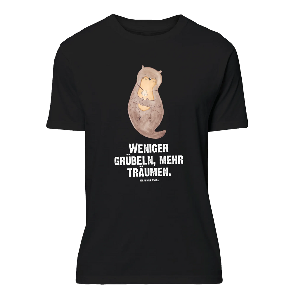 T-Shirt Standard Otter mit Muschelmedaillon T-Shirt, Shirt, Tshirt, Lustiges T-Shirt, T-Shirt mit Spruch, Party, Junggesellenabschied, Jubiläum, Geburstag, Herrn, Damen, Männer, Frauen, Schlafshirt, Nachthemd, Sprüche, Otter, Fischotter, Seeotter, Otterliebe, grübeln, träumen, Motivation, Tagträumen, Büro